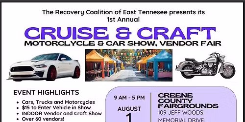 Cruise & Craft Recovery Coalition Fundraising Vendor Fair/Car, Truck, and Motorcycle Show!
